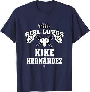 Kike Hernandez This Girl Loves Gameday T-Shirt - T-Shirt | Navy