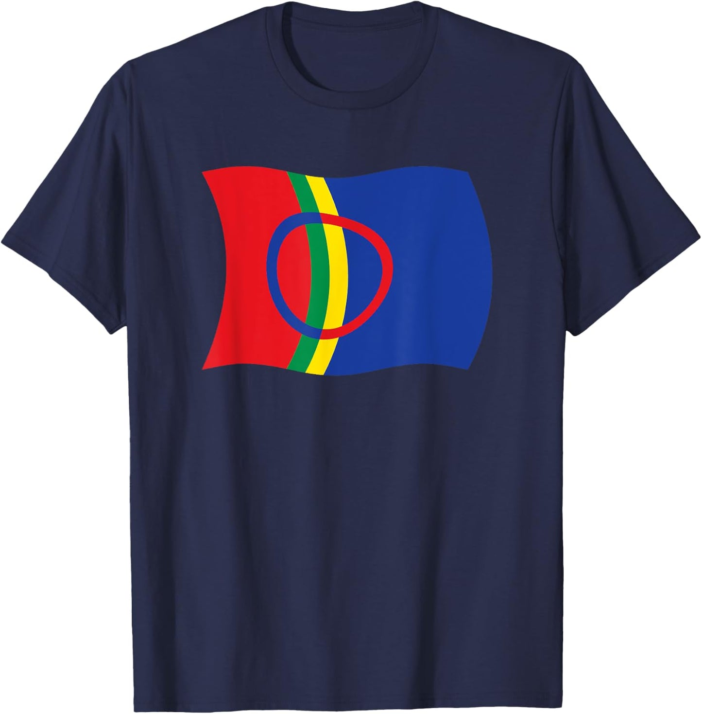 Wavy Flag of the Sami People Lapland Sapmi Norway Shirt T-Shirt - T-Shirt | Navy