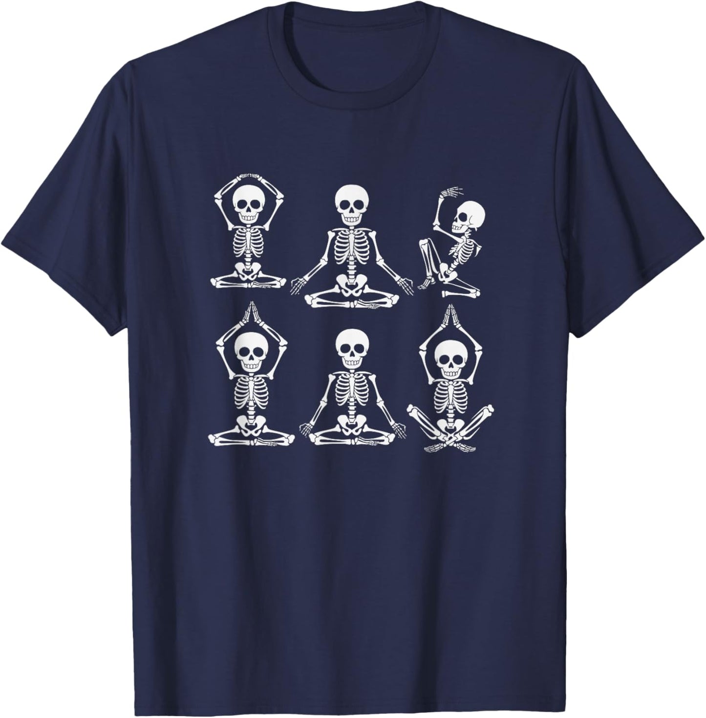 Yoga Skeleton Meditation Skeleton Halloween T-Shirt - T-Shirt | Navy