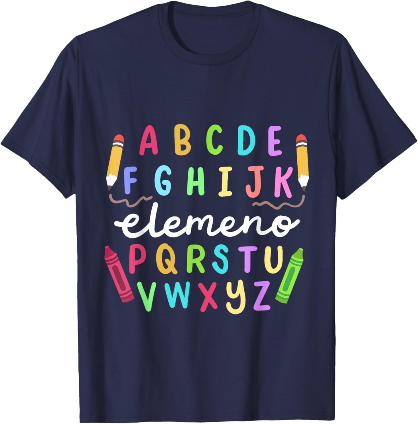 ABC Alphabet Elemeno Happy First Day Of School Teachers Kids T-Shirt - T-Shirt | Navy