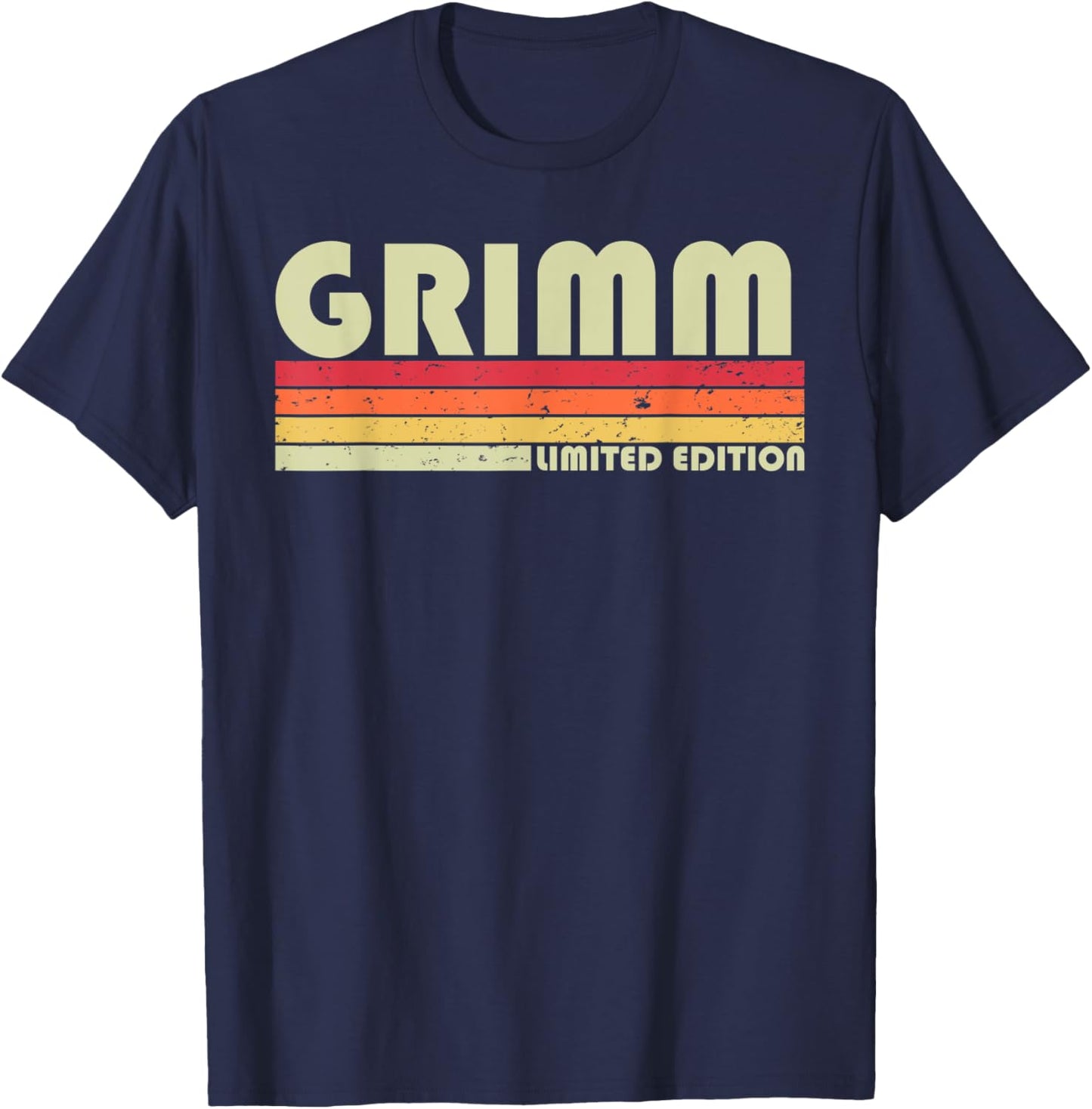 Customized Last Name Gifts Family Christmas Team Grimm Surname Funny Retro Vintage 80s 90s Birthday Reunion T-Shirt - T-Shirt | Navy
