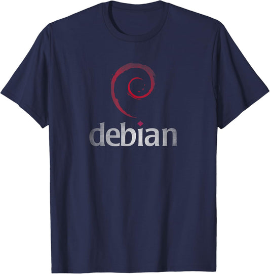 Debian Linux lover worn logo Open Source retro style dev T-Shirt - T-Shirt | Navy