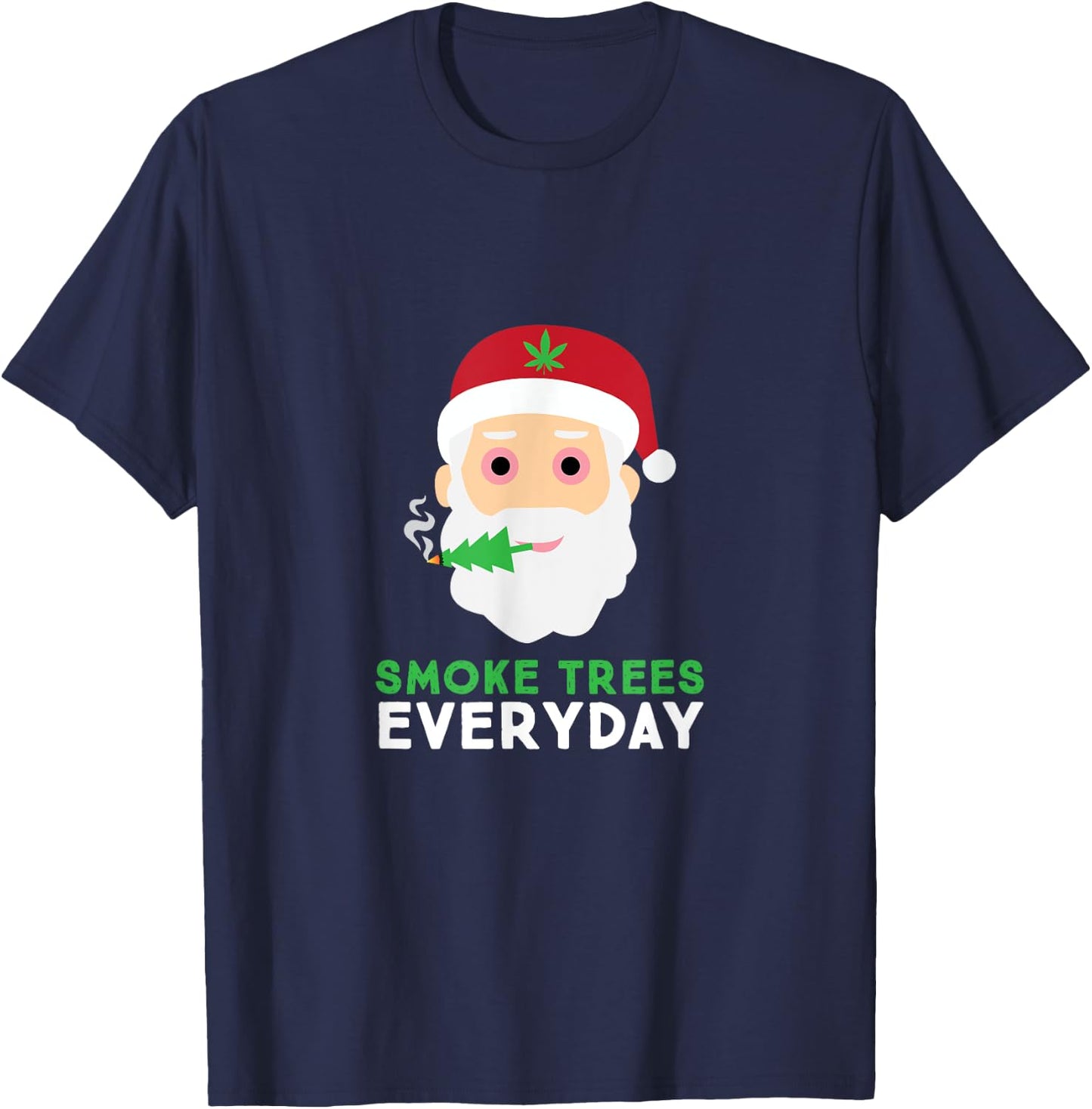 Funny Adult Christmas Tree Pajama Shirt Weed Gift T-Shirt - T-Shirt | Navy