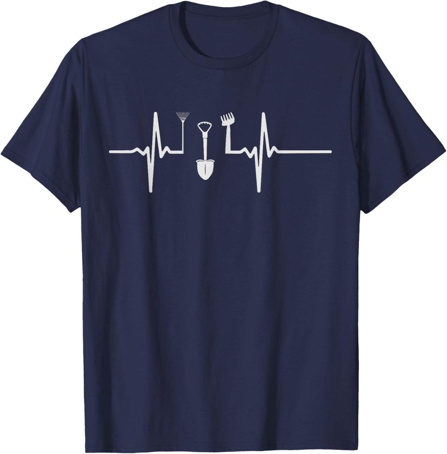 Gardening Heartbeat Garden Plants Lover Dad & Mom Gardener T-Shirt - T-Shirt | Navy