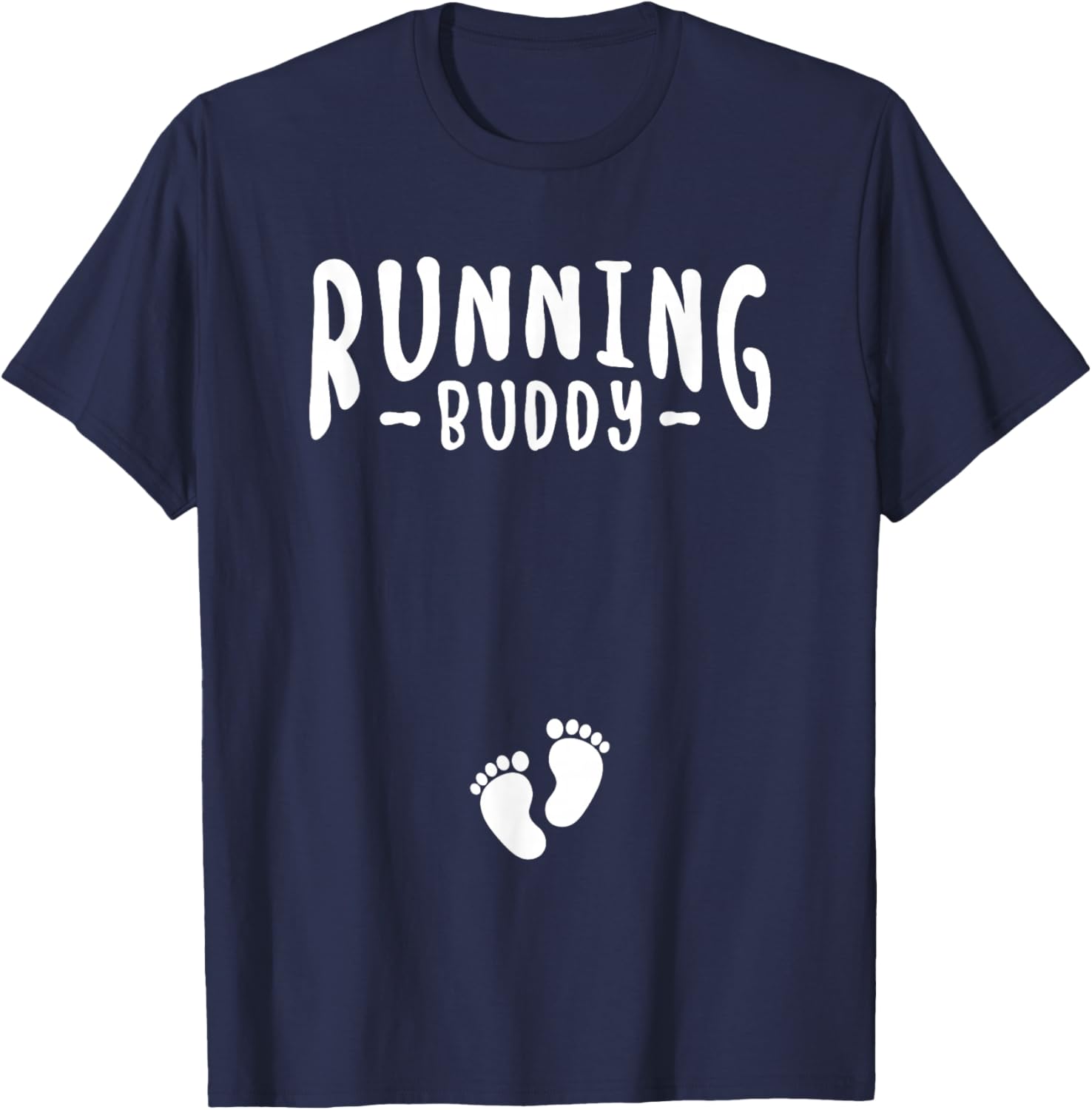Running Buddy Cute Pregnancy Announcement Boy Girl T-Shirt - T-Shirt | Navy