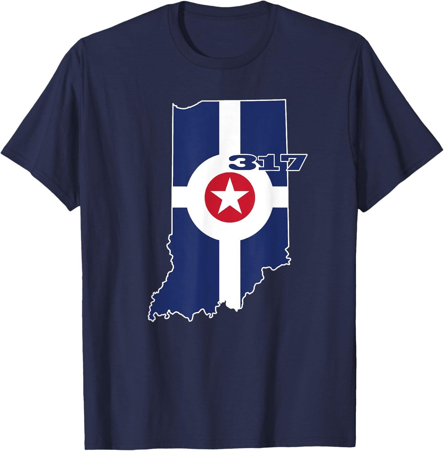 317 Circle City Flag Indianapolis Indiana - Naptown T-Shirt - T-Shirt | Navy