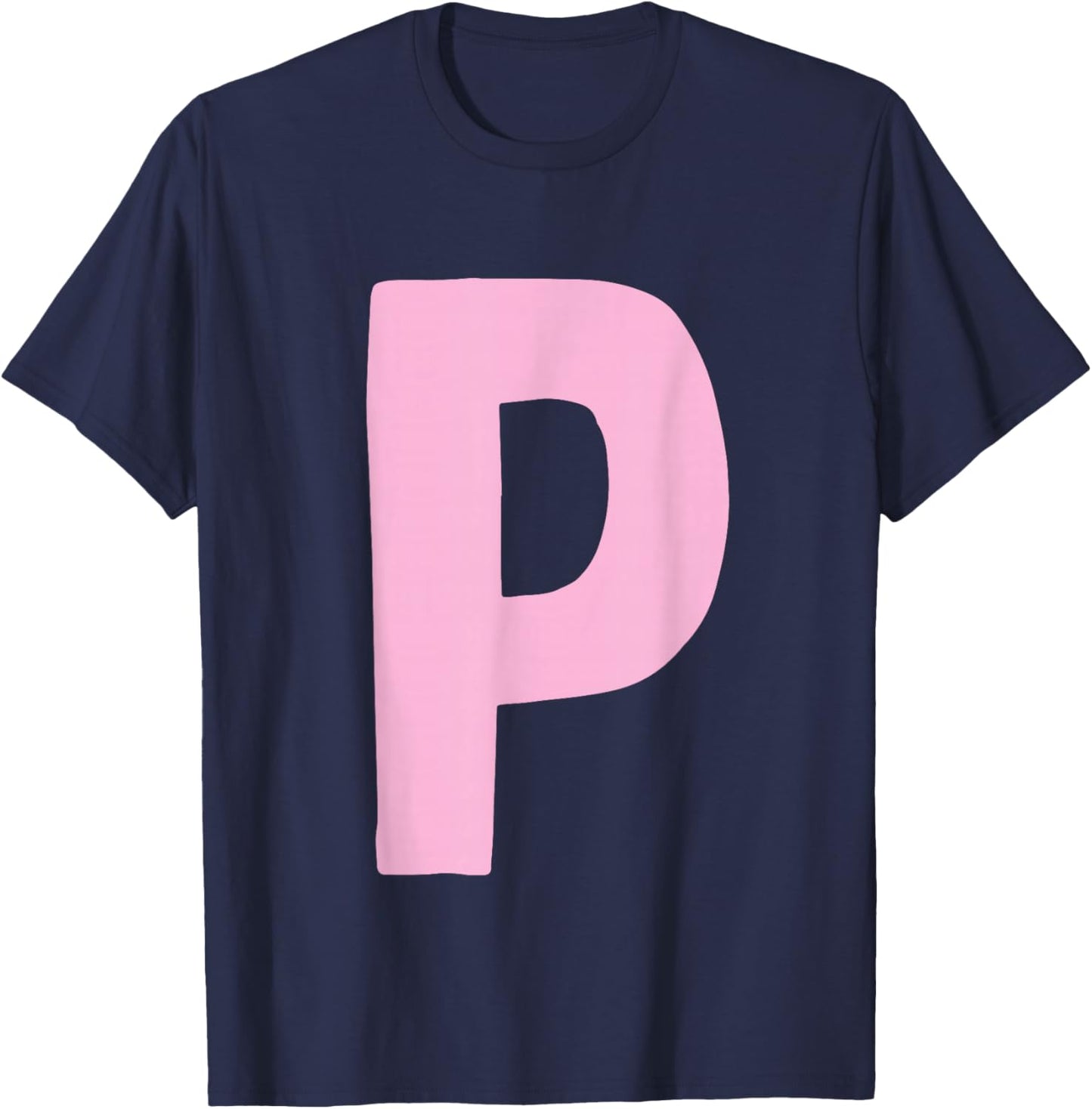 Letter P Big and Bold in Pink T-Shirt - T-Shirt | Navy