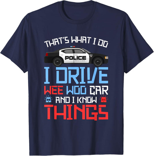 Police car police officer wee woo car design women men T-Shirt - T-Shirt | Navy