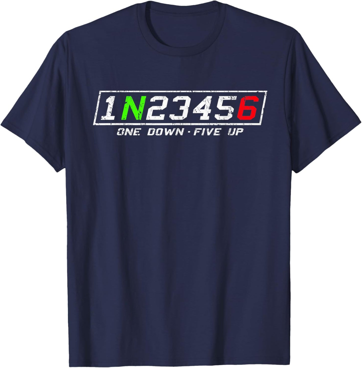 1n23456 Motorcycle Gear Shift Pattern for Biker Motorcyclist T-Shirt - T-Shirt | Navy