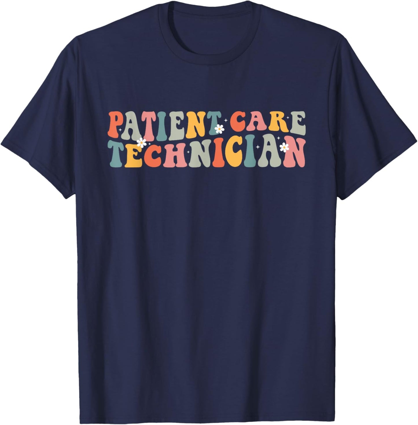 Patient Care Technician PCT Patient Care Tech Retro Groovy T-Shirt - T-Shirt | Navy