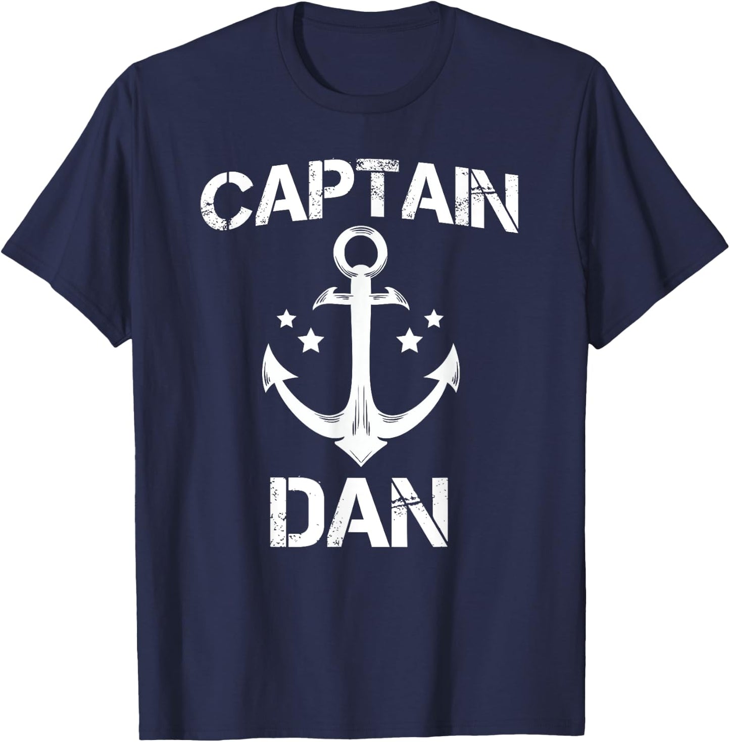 CAPTAIN DAN Funny Birthday Personalized Name Boat Gift T-Shirt - T-Shirt | Navy