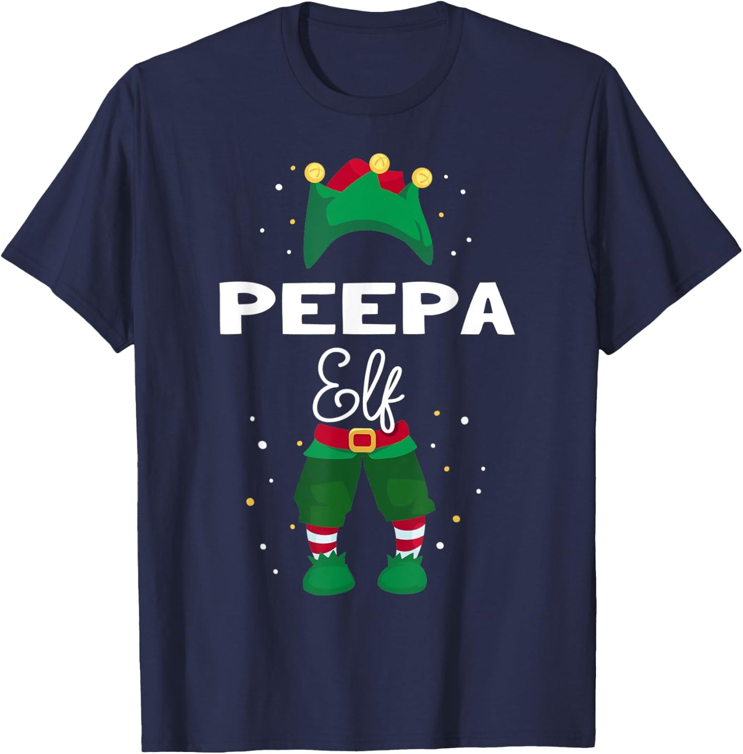 Funny Christmas Tree Lights Ugly Sweater PEEPA Elf T-Shirt - T-Shirt | Navy