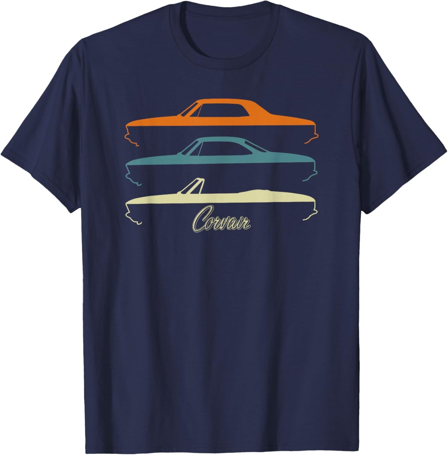 Corvair Late Model Slihouettes 1965, 1966, 1967, 1968, 1969 T-Shirt - T-Shirt | Navy