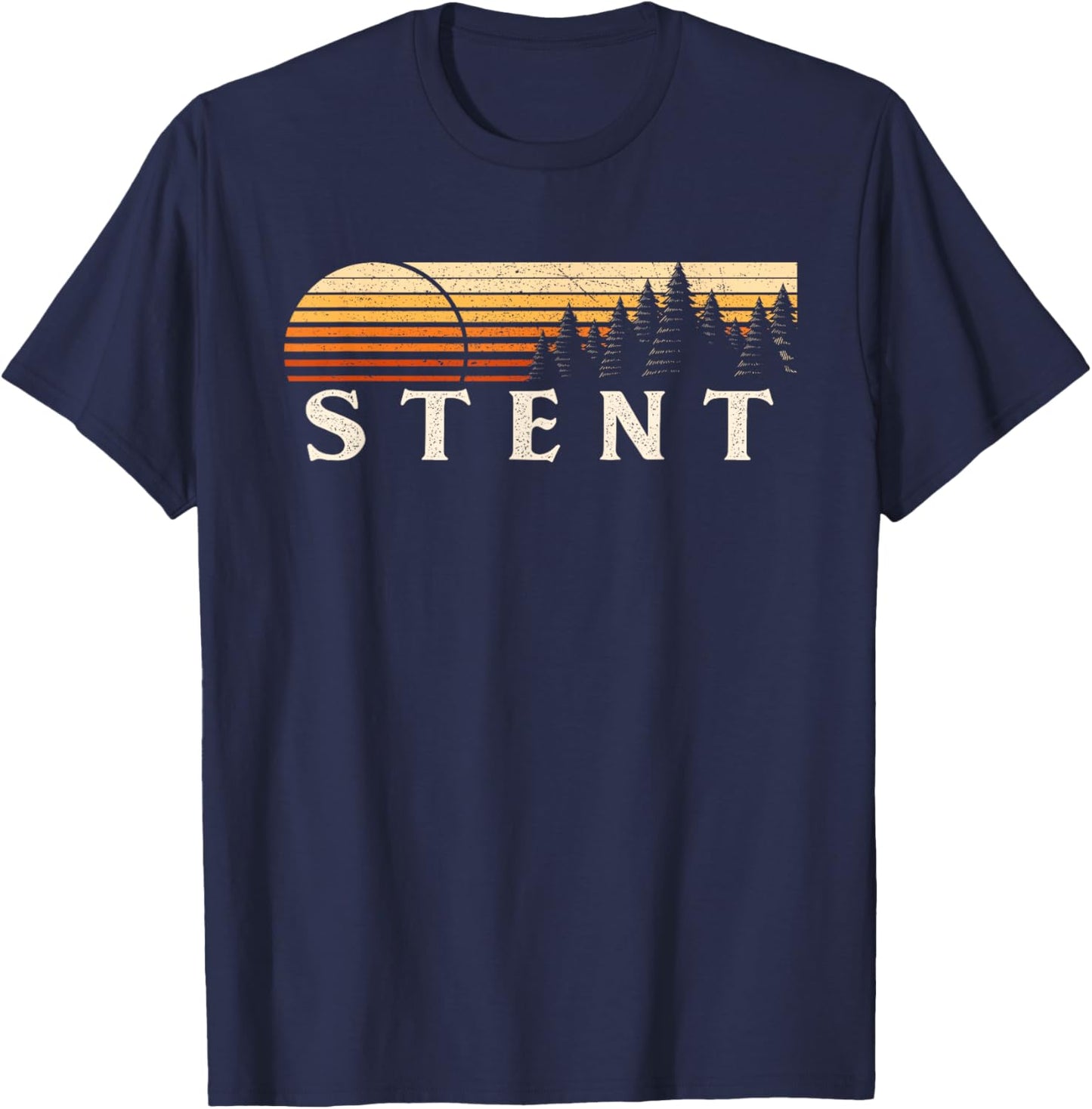 Stent, CA Vintage Evergreen Sunset Eighties Retro T-Shirt - T-Shirt | Navy