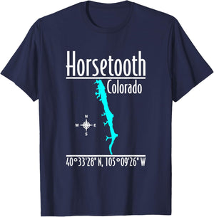 Modern Horsetooth Reservoir - Colorado T-Shirt - T-Shirt | Navy