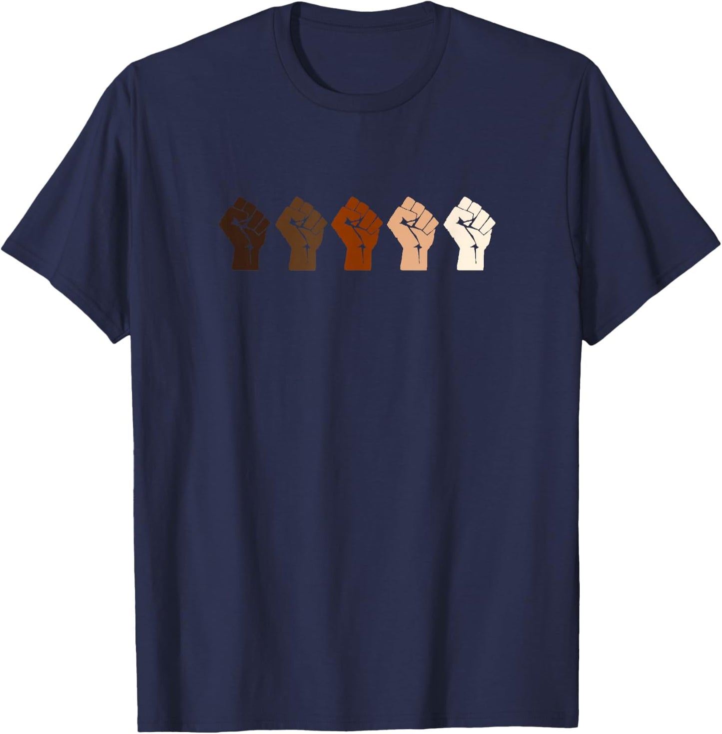 Resist Fist Multi Skin Tone T-Shirt - T-Shirt | Navy