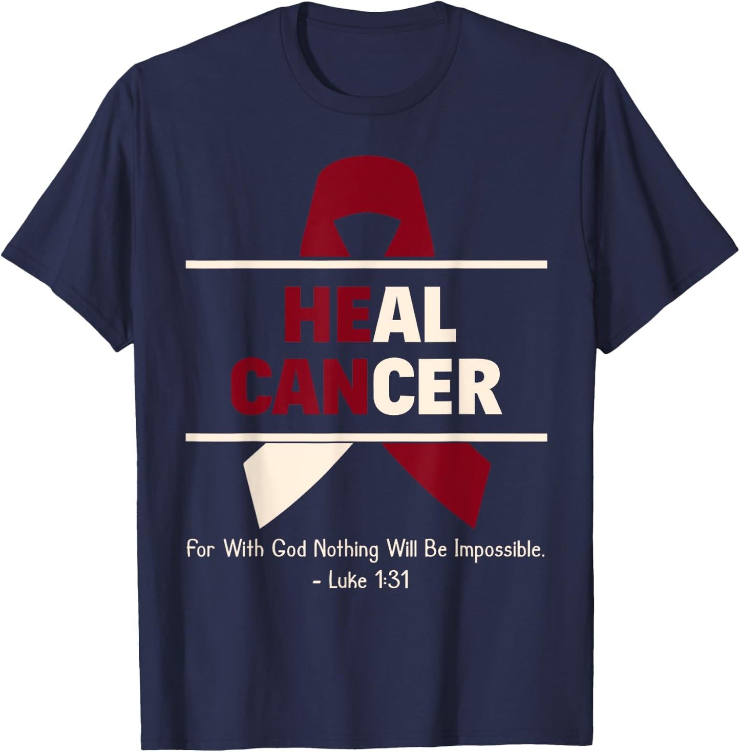 Heal Oral Head & Neck Cancer Christian Cancer Survivor Gift T-Shirt - T-Shirt | Navy