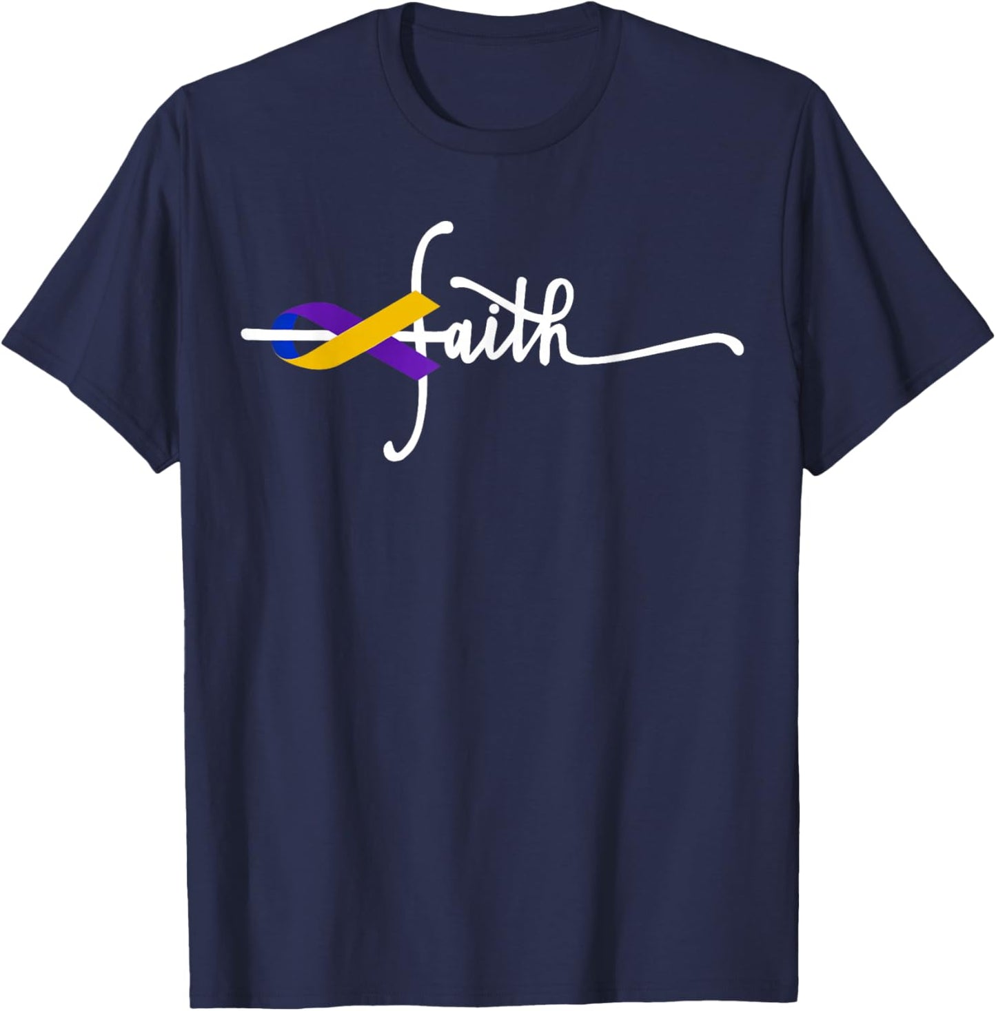 Bladder Cancer Faith Ribbon Warrior Bladder Cancer Awareness T-Shirt - T-Shirt | Navy