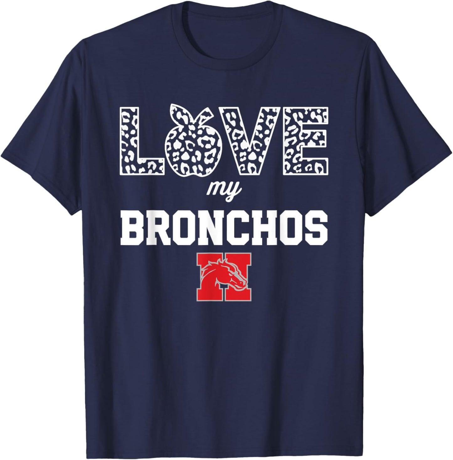 Holly Bronchos Logo Love My Team HS T-Shirt - T-Shirt | Navy