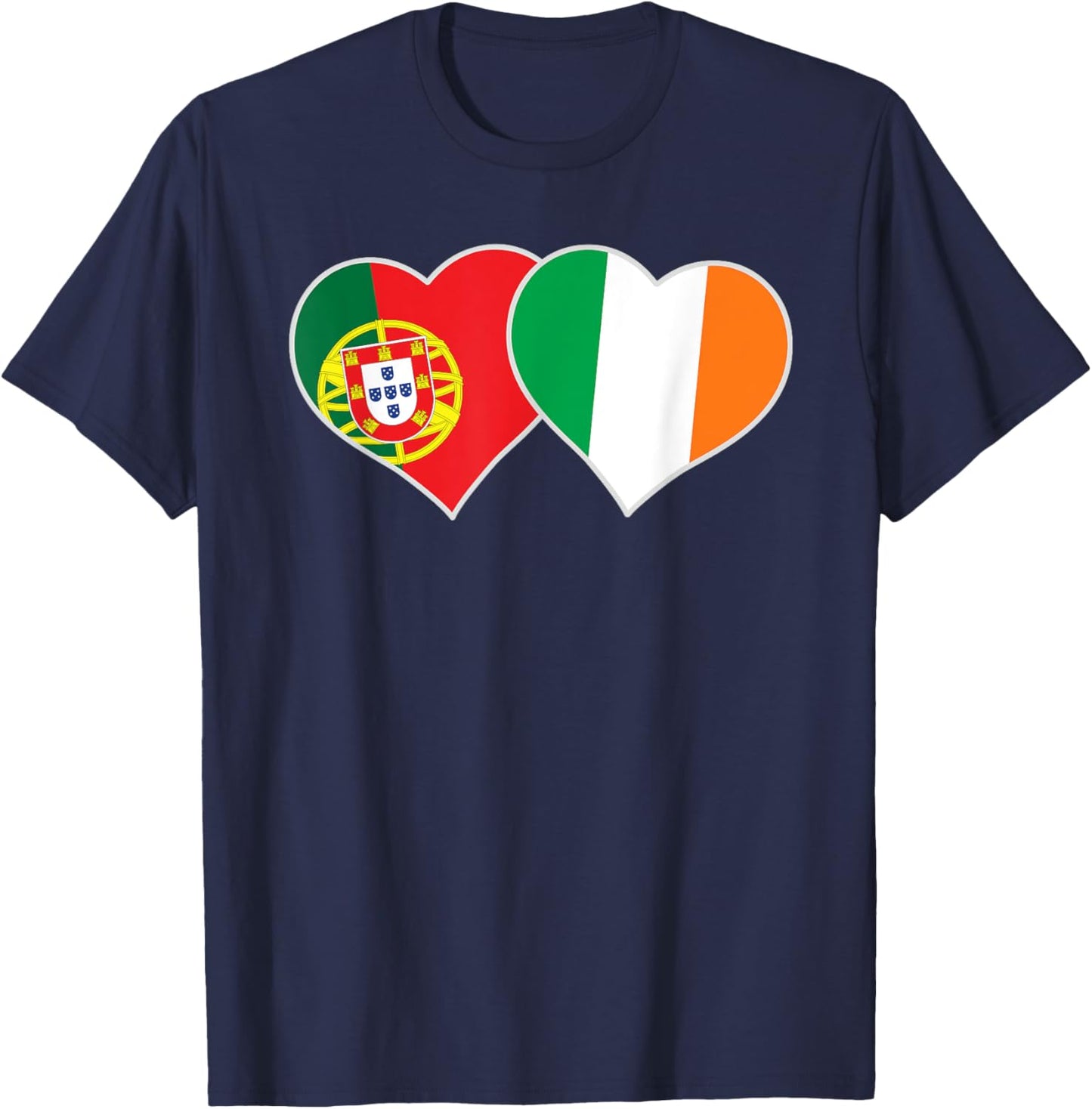 Portuguese Irish Flag Heart Portugal Ireland T-Shirt - T-Shirt | Navy