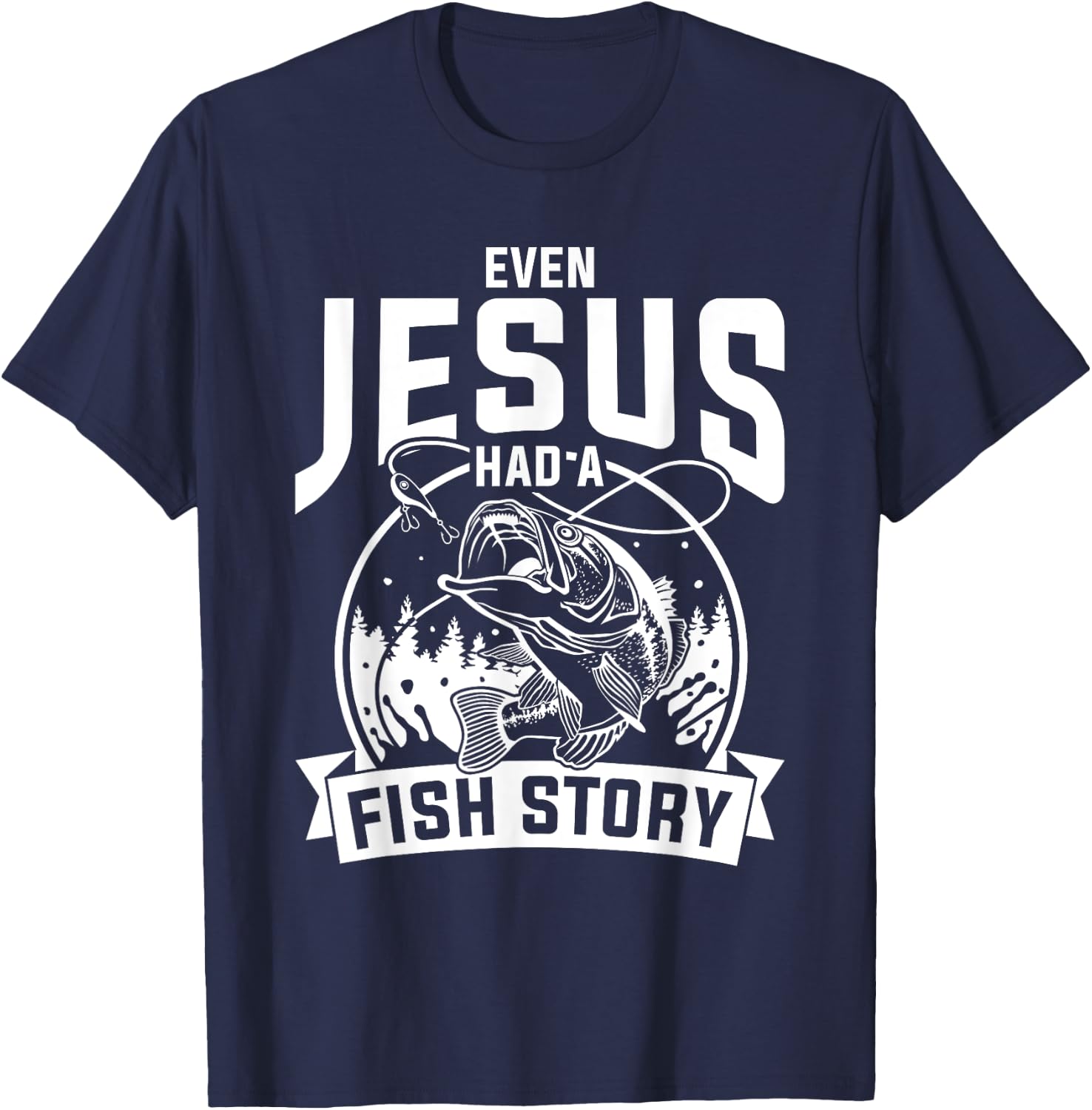Funny Christian Fisherman Jesus Bible Prayer Gift Jesus T-Shirt - T-Shirt | Navy