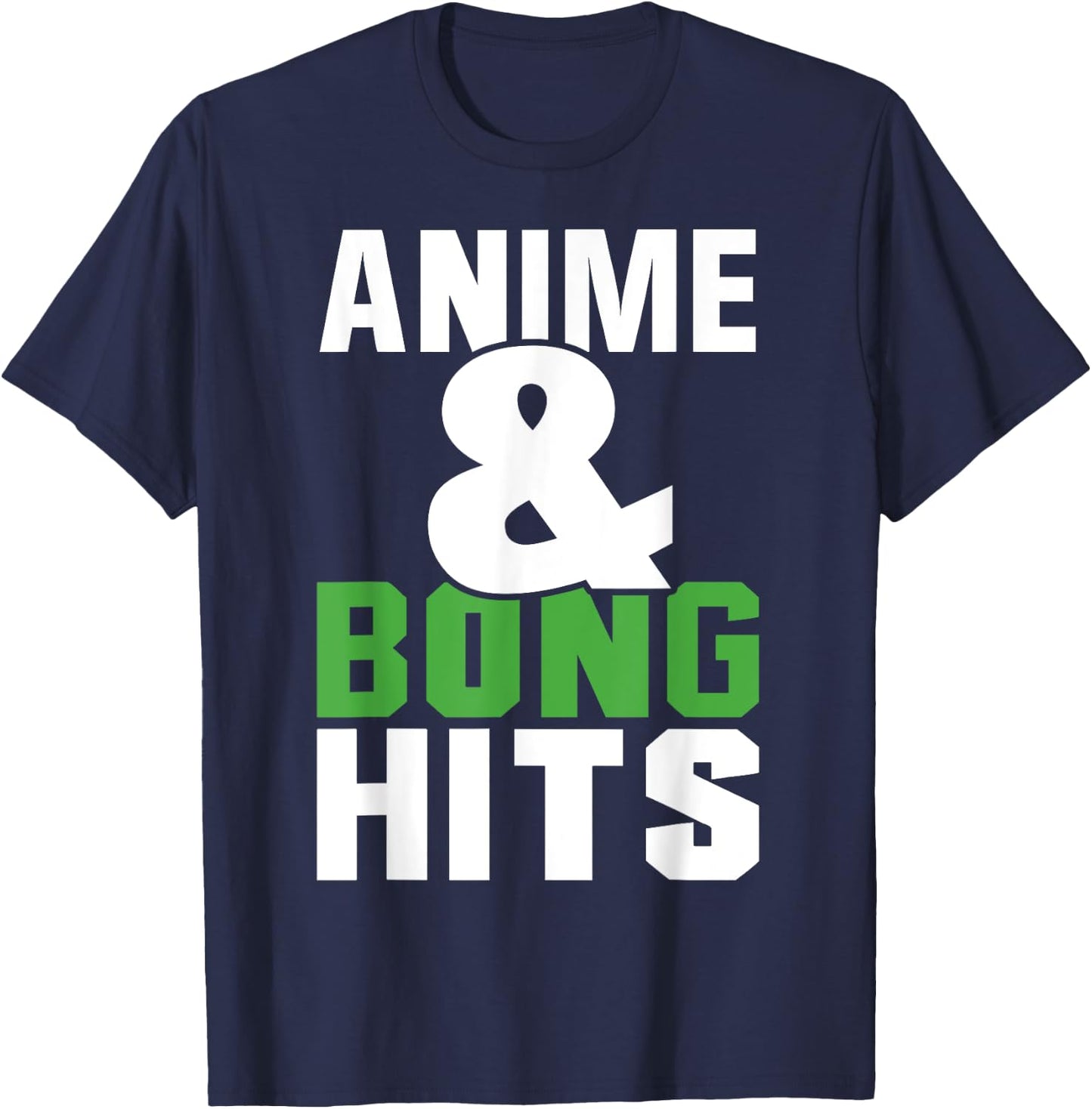 Anime And Bong Hits - Kuwaii Art Asian Animation Style Weed T-Shirt - T-Shirt | Navy