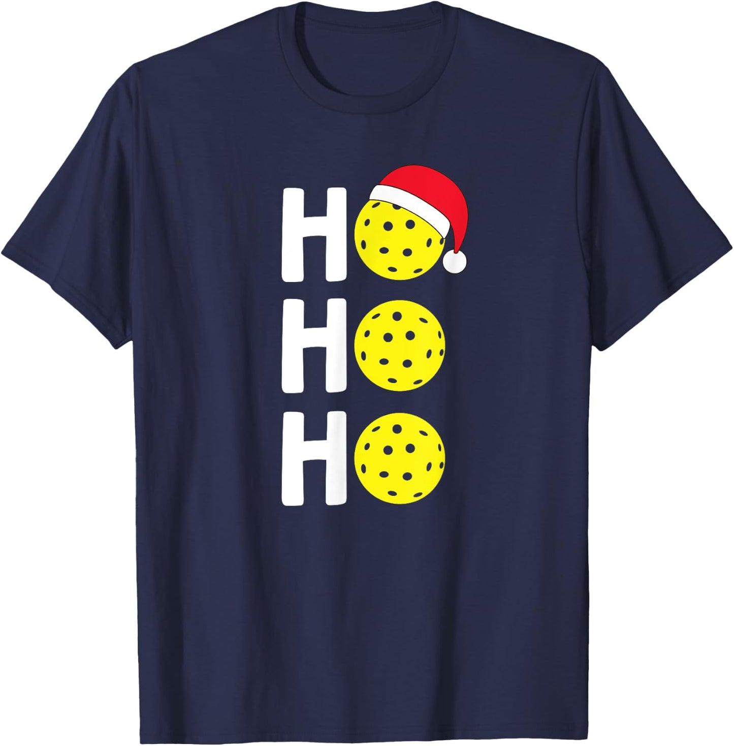 Christmas Pickleball T Shirt Santa Hat Holiday Ho T-Shirt - T-Shirt | Navy