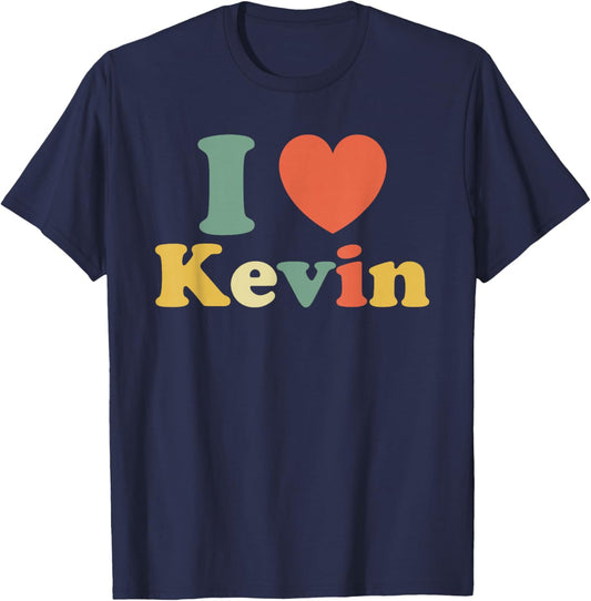 I Love Kevin, I Heart Kevin, Red Heart Valentine T-Shirt - T-Shirt | Navy