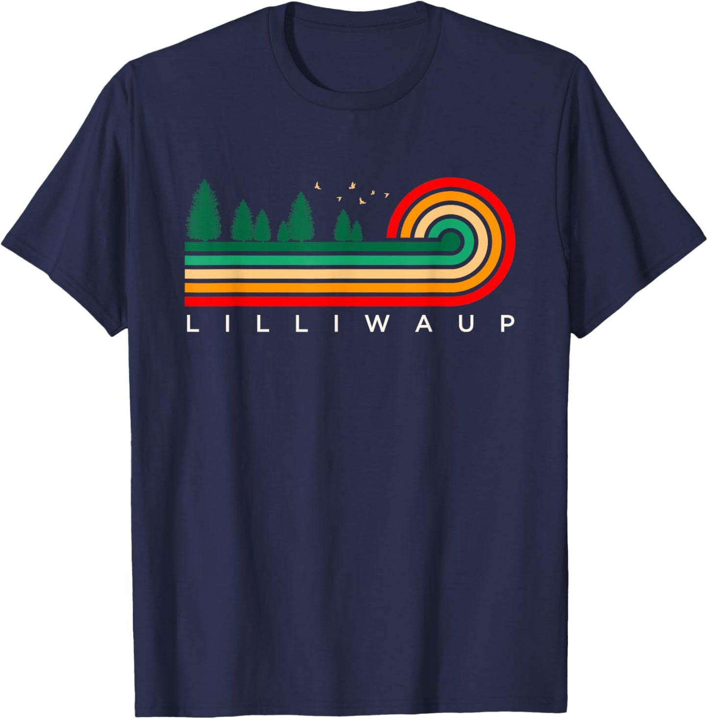 Evergreen Vintage Stripes Lilliwaup, Washington T-Shirt - T-Shirt | Navy