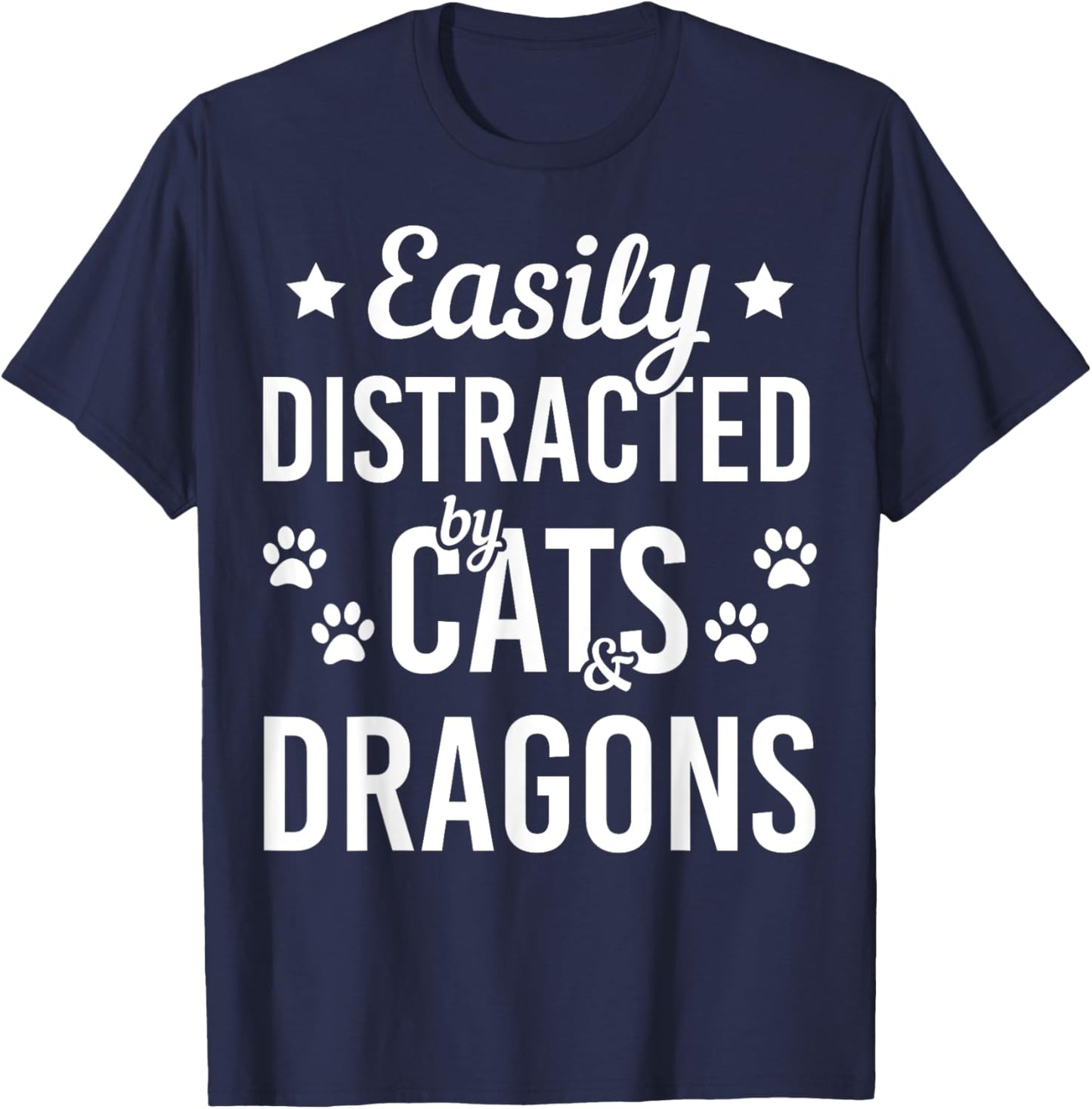 Cat Lover Dragon Lover Cats And Dragons Funny Cat T-Shirt - T-Shirt | Navy