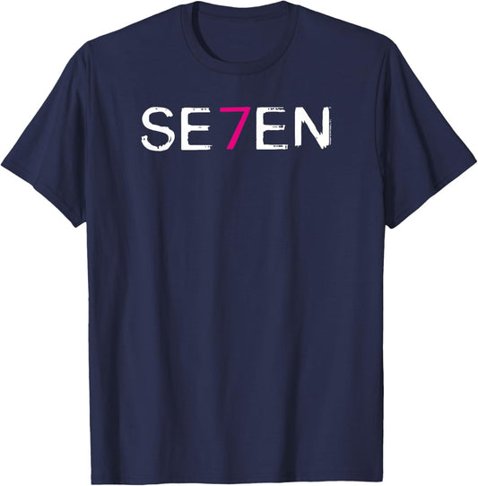 WB100 Se7en Classic Horror Movie Logo T-Shirt - T-Shirt | Navy