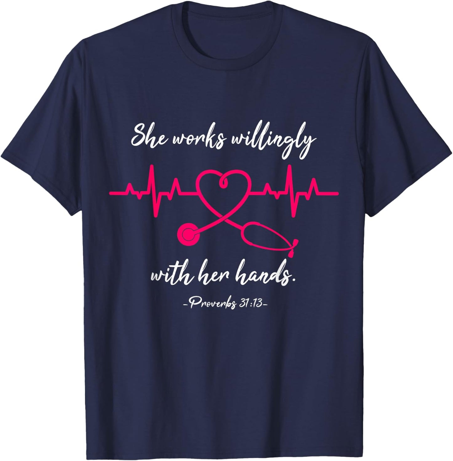 RN Nurse Life Heartbeat Proverbs Cool Nursing Graduate Gift T-Shirt - T-Shirt | Navy