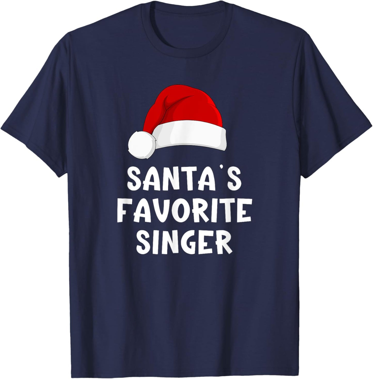 Christmas Santa's Favorite Singer Funny Xmas Pajama Singing T-Shirt - T-Shirt | Navy