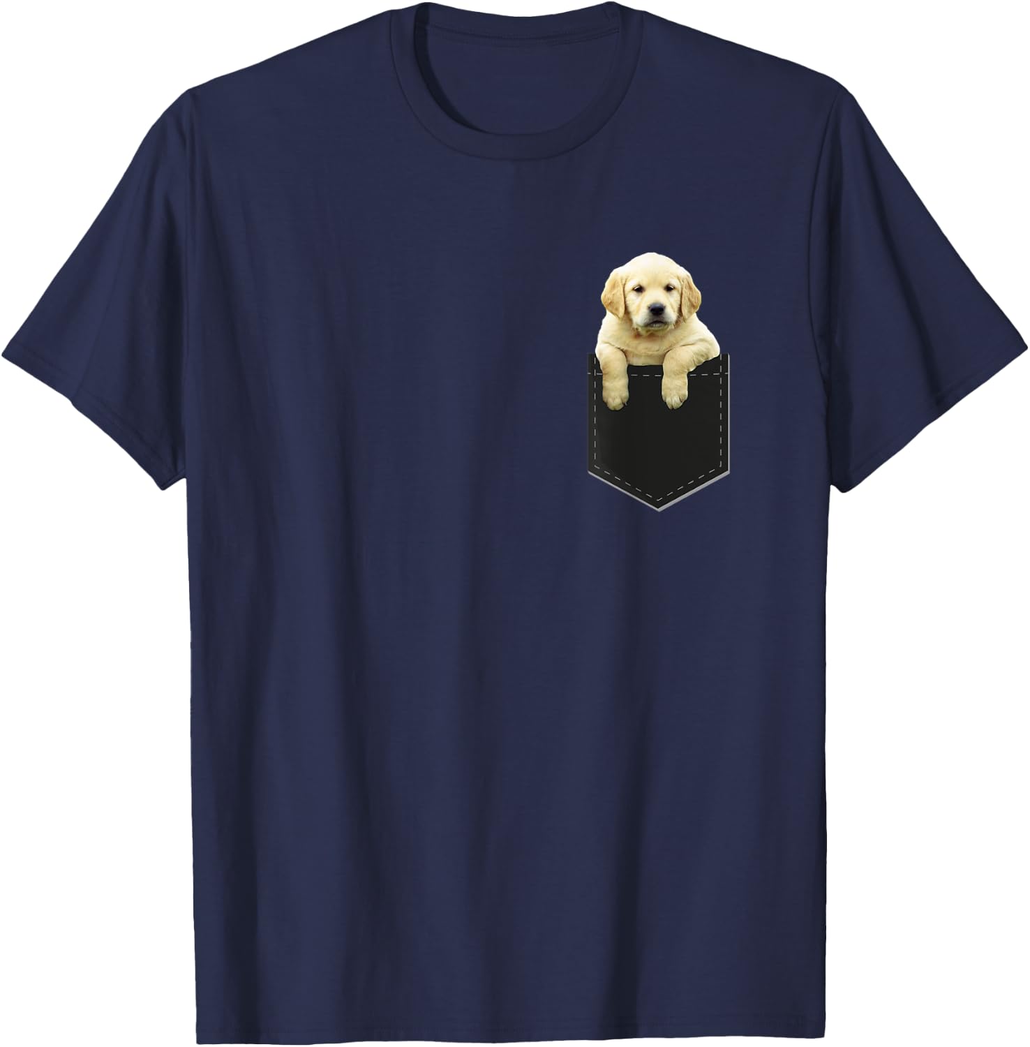 Golden Retriever In Pocket T Shirt Puppy Dog in Your Pocket Women Kids T-Shirt - T-Shirt | Navy