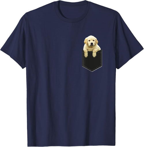 Golden Retriever In Pocket T Shirt Puppy Dog in Your Pocket Women Kids