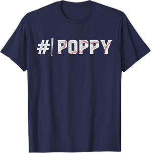 #1 Poppy Baseball Poppy Of A Baseball Player Poppy T-Shirt - T-Shirt | Navy