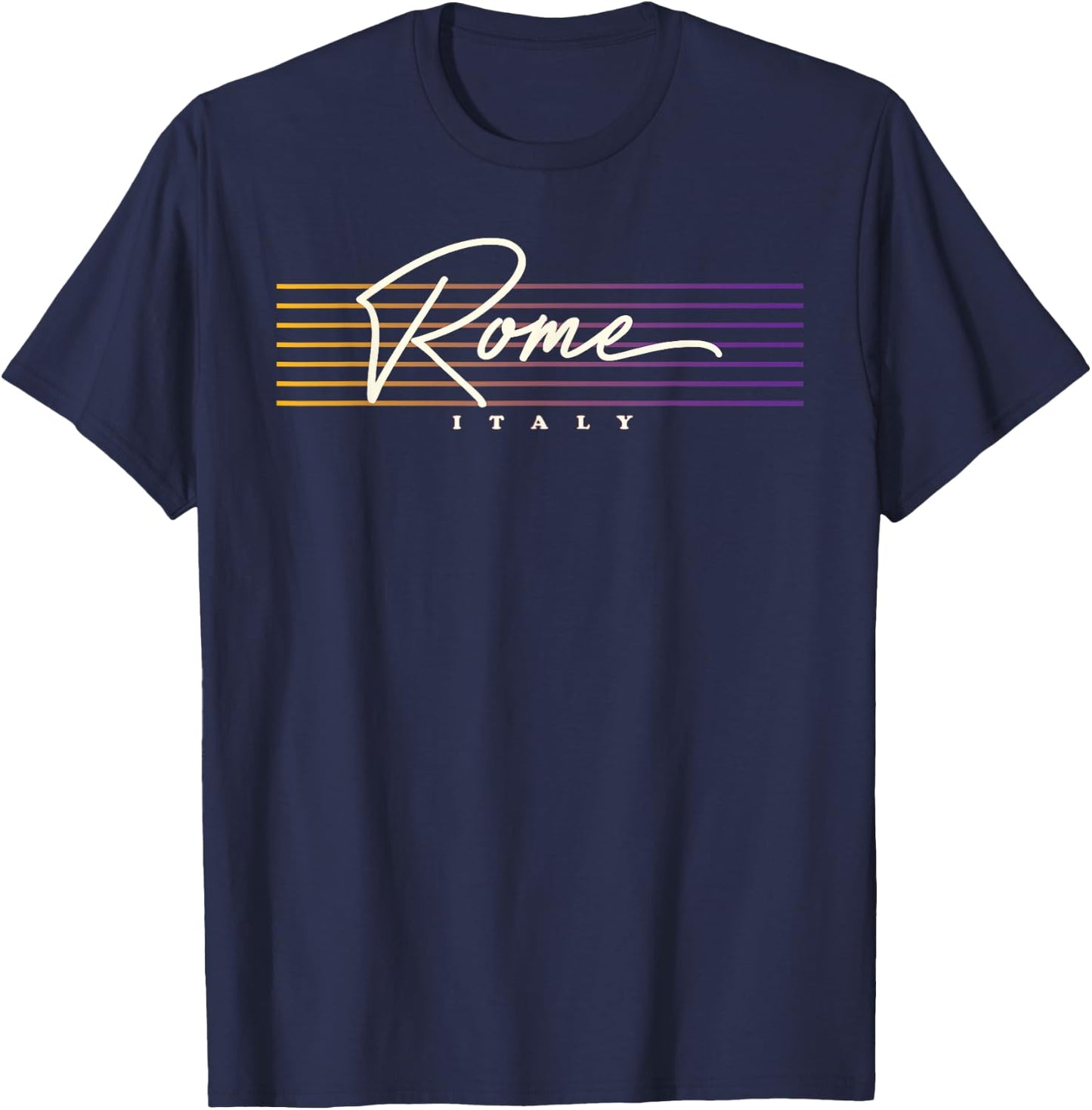Nostalgic Retro Style Rome T-Shirt - T-Shirt | Navy