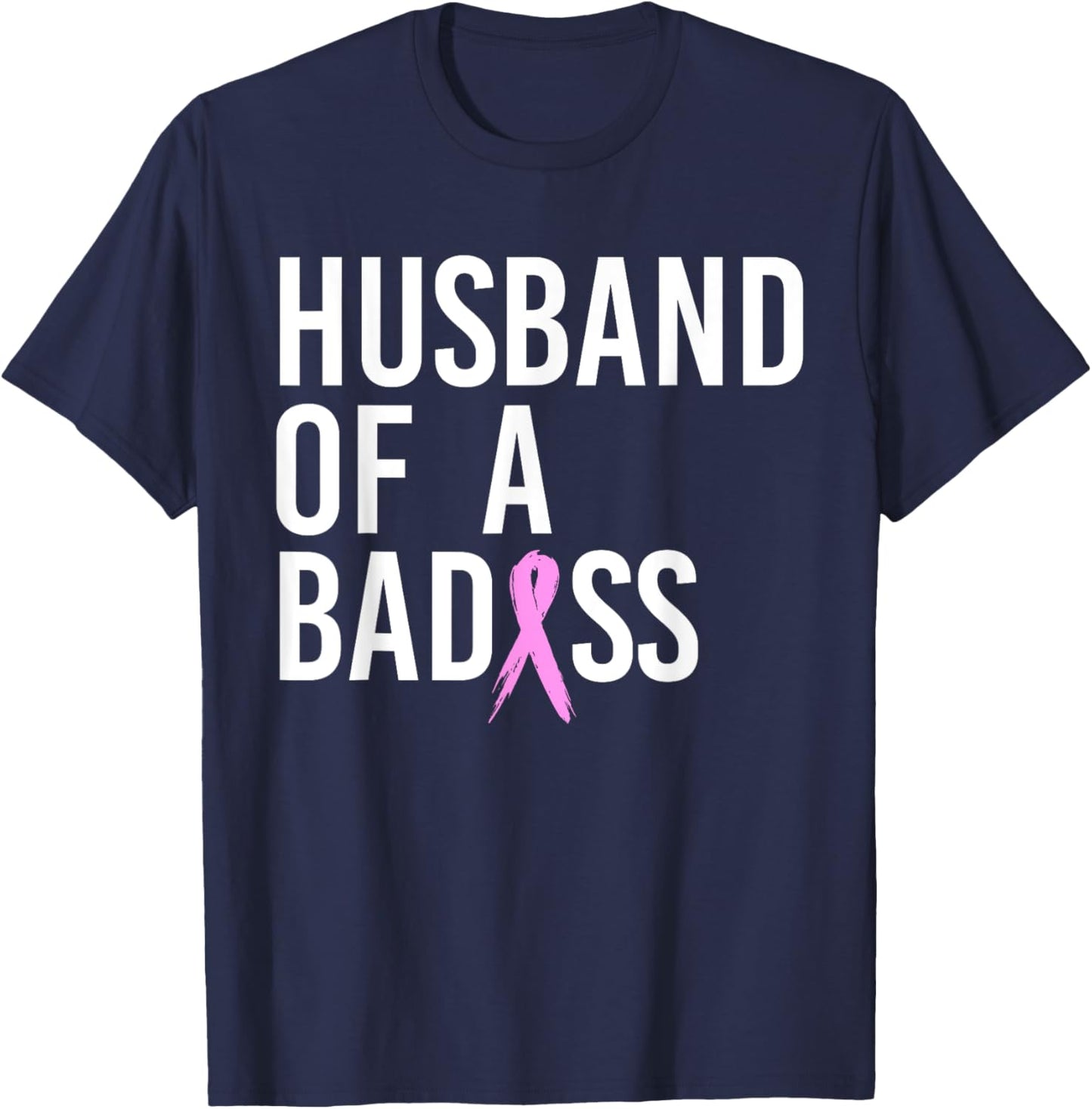 Funny Breast Cancer Husband Design To Support Wife T-Shirt - T-Shirt | Navy