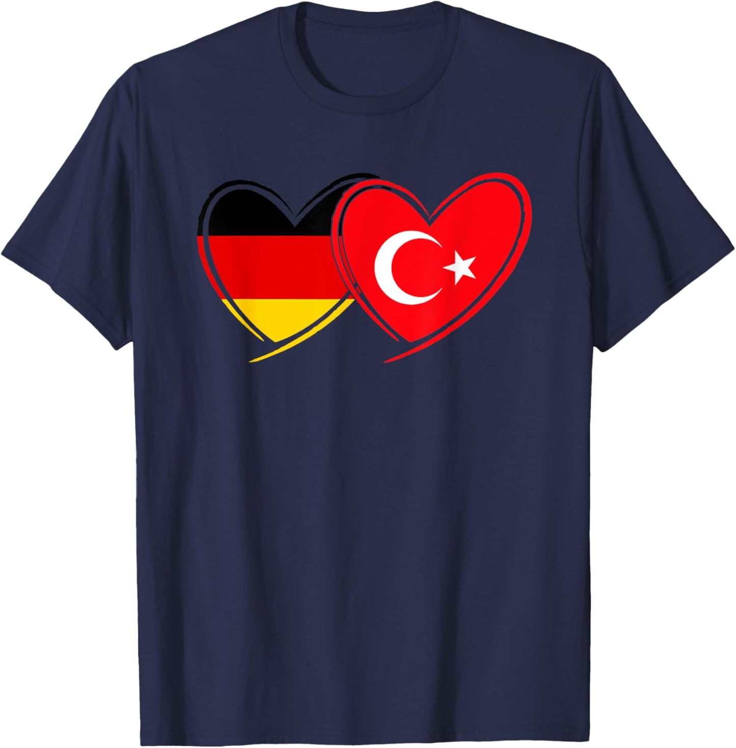 Deutsche Türkische Herz Flagge Deutschland Türkei T-Shirt - T-Shirt | Navy
