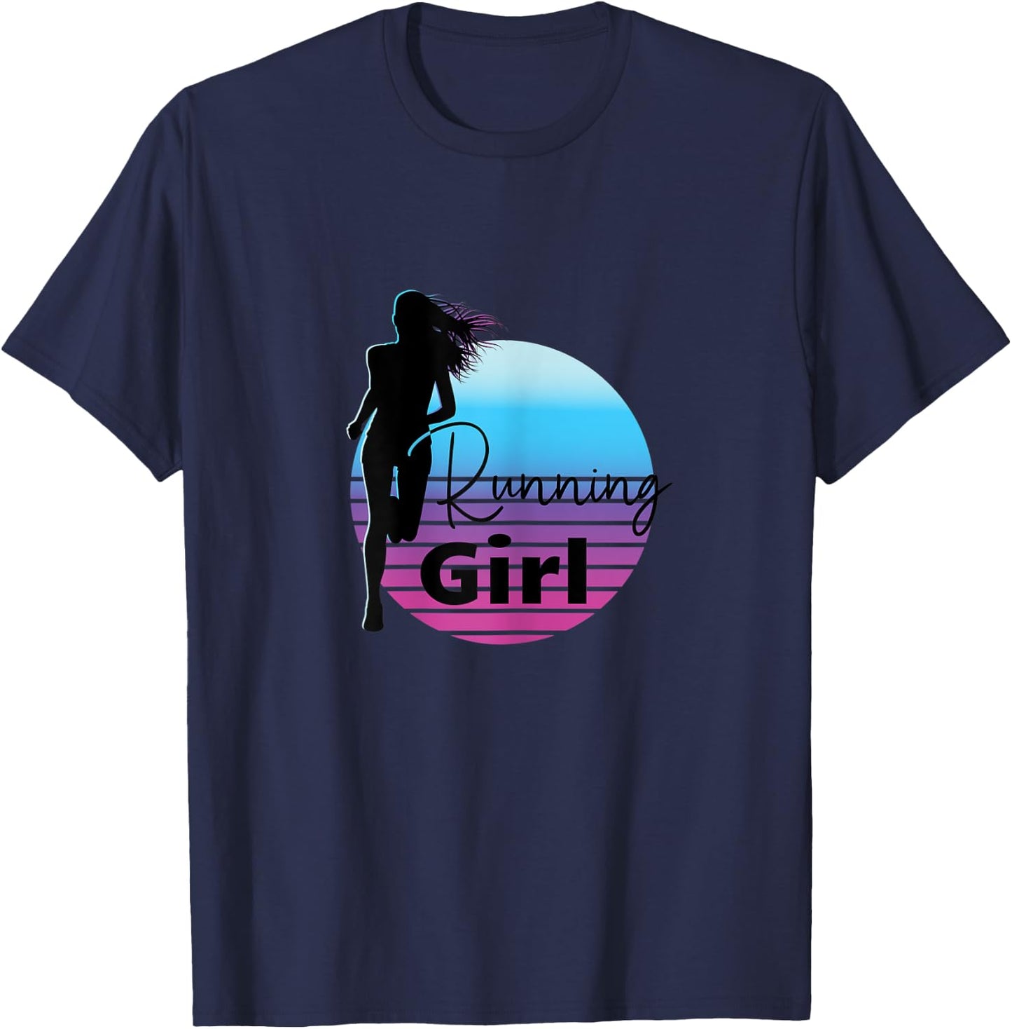Running Girl - Running and Jogging Female Runner T-Shirt - T-Shirt | Navy