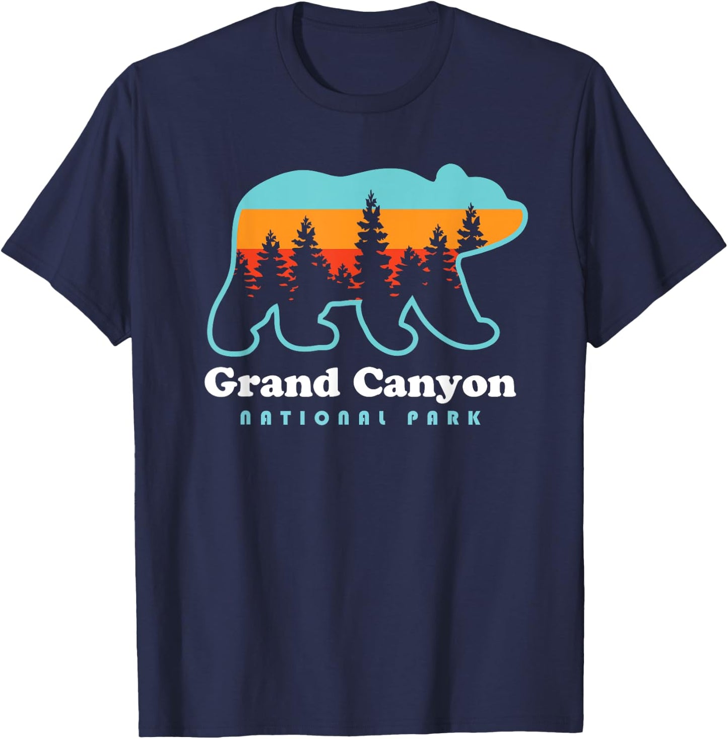 Grand Canyon Retro Bear US National Park Travel Hiking T-Shirt - T-Shirt | Navy