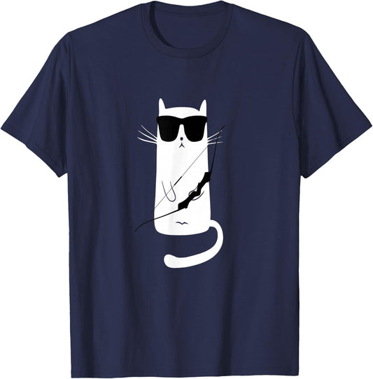 Funny Cat Wearing Sunglasses Archery T-Shirt - T-Shirt | Navy