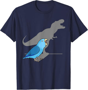 T-rex Blue Parrotlet Cute Parakeet Funny Parrot Birb memes T-Shirt - T-Shirt | Navy