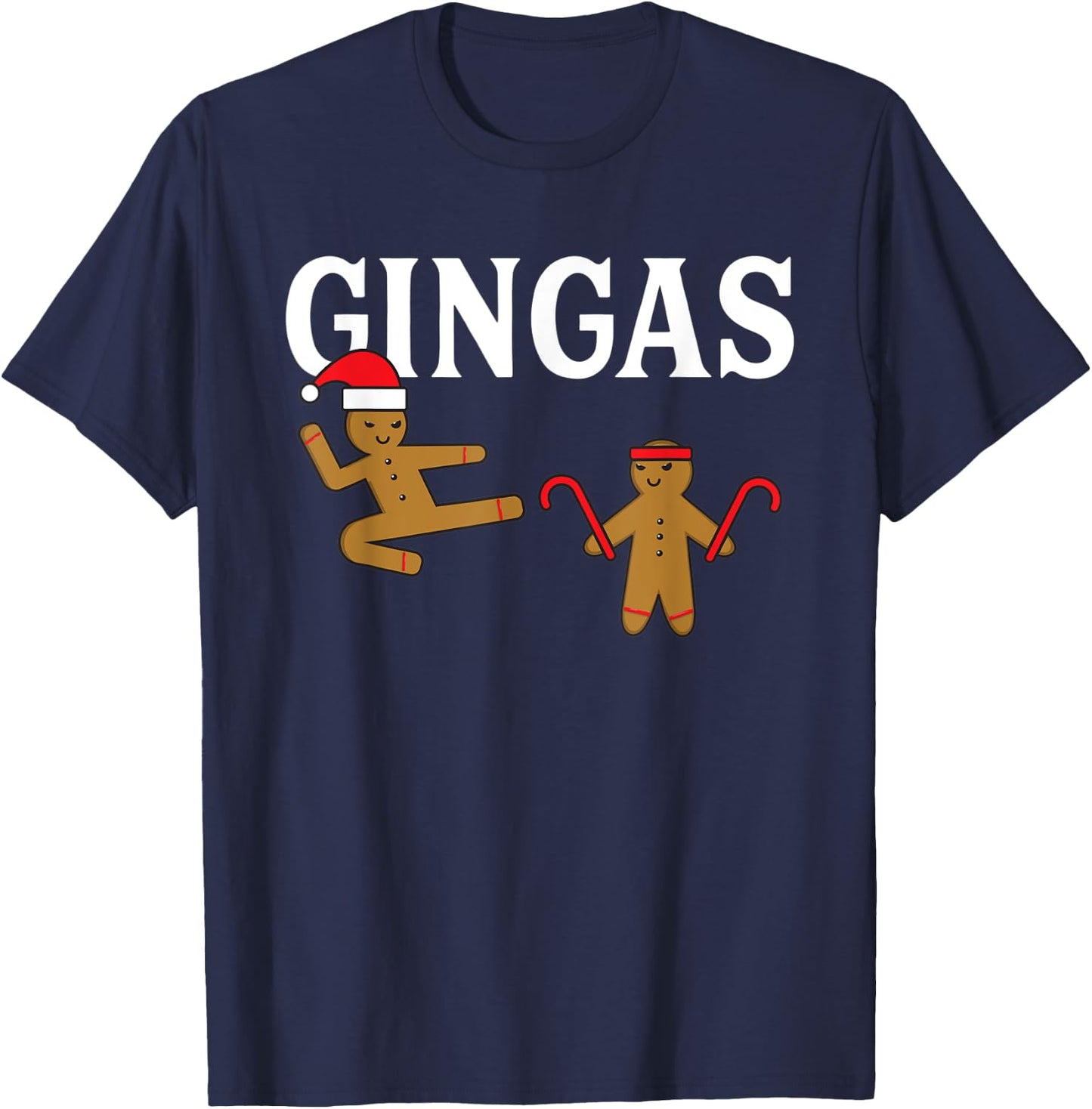 Gingas Ninja Gingerbread Ginger Men Karate Christmas Funny T-Shirt - T-Shirt | Navy
