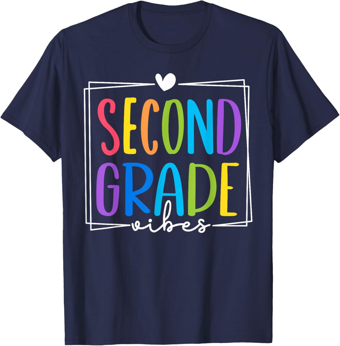 2nd Grade Vibes Back To School Hello 2nd Grade Teacher Kids T-Shirt - T-Shirt | Navy