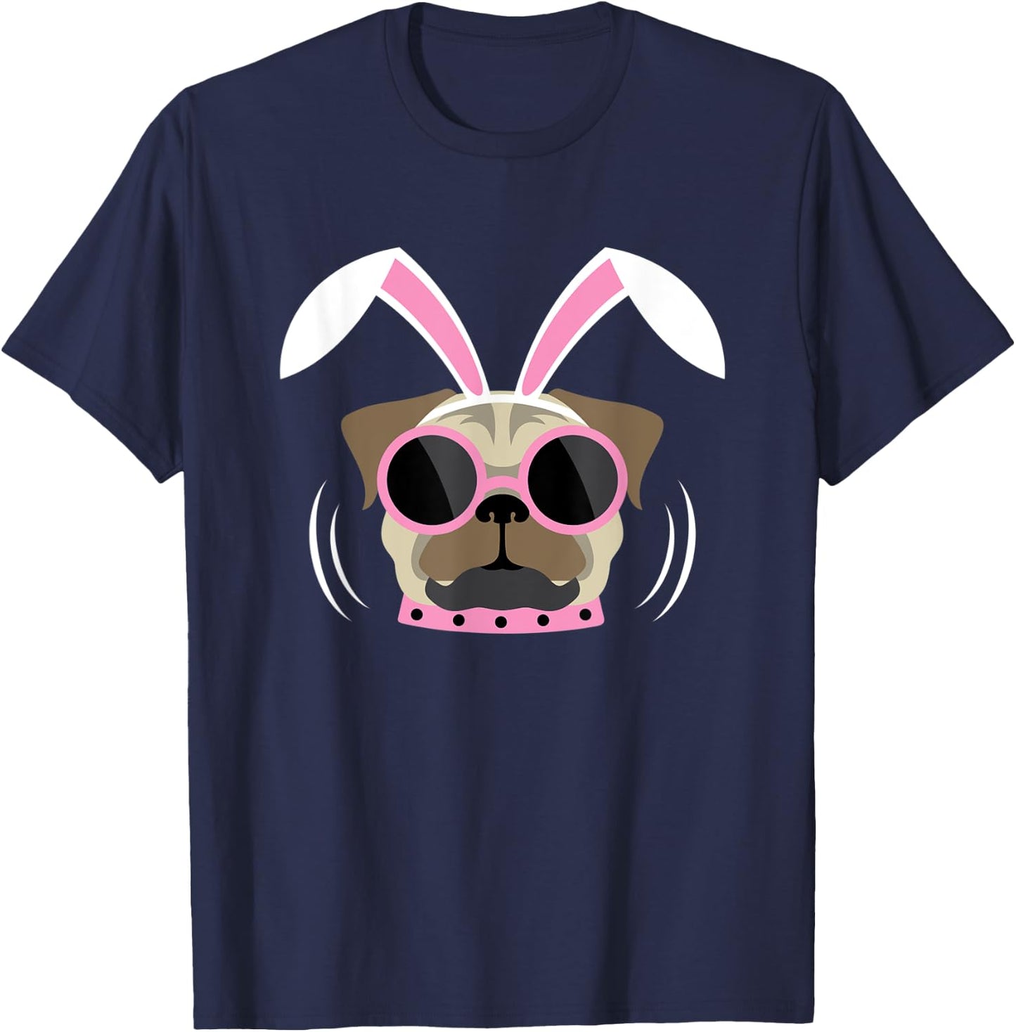 Pugs Bunny Happy Easter Puggy Rabbit Pug Pet Dog Lover Dogs Women Kids T-Shirt - T-Shirt | Navy