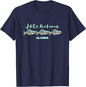 Ketchikan Alaska Native Art Salmon Fishing Capital Souvenir T-Shirt - T-Shirt | Navy