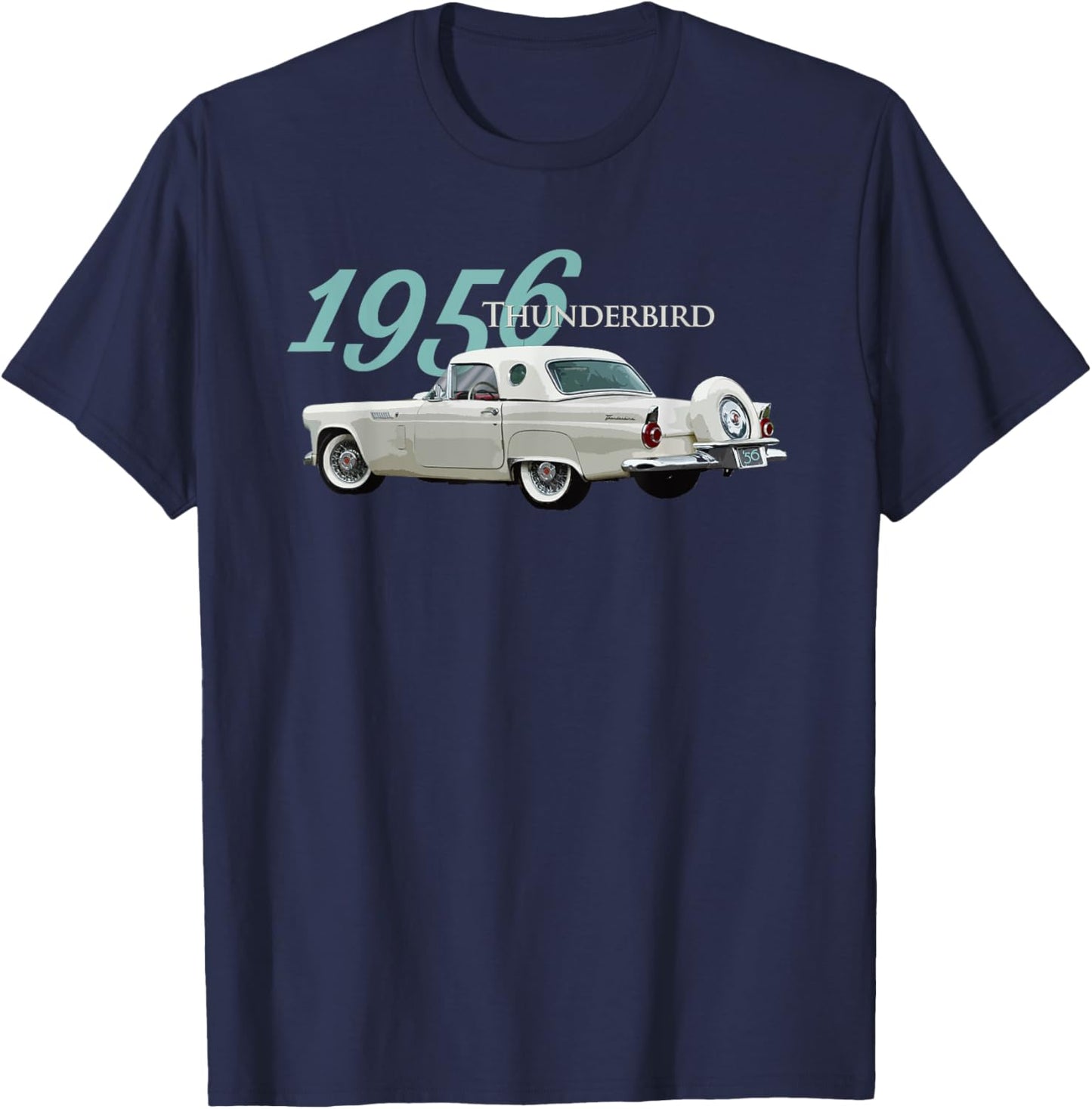VINTAGE 1956 THUNDERBIRD, CLASSIC AMERICAN SPORTS CAR, 1950s T-Shirt - T-Shirt | Navy