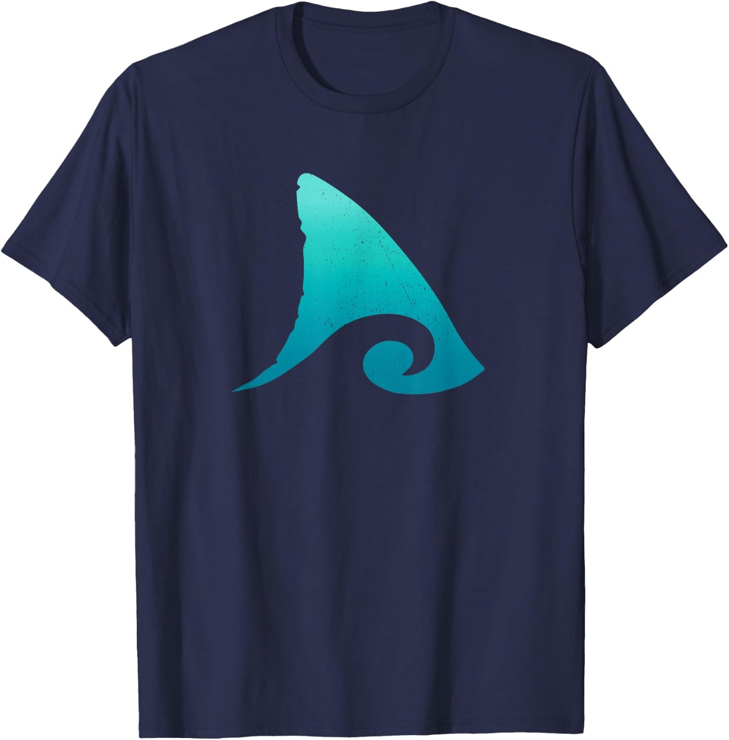 Shark Fin Ocean Wave Design T-Shirt - T-Shirt | Navy