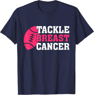 Tackle Breast Cancer Awareness Football Pink Ribbon Boys Kid T-Shirt - T-Shirt | Navy